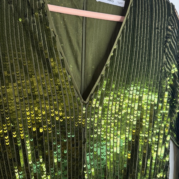 Mango Women's Shimmering Olive Wide-Leg Jumpsuit, Size M. - Picture 5 of 16